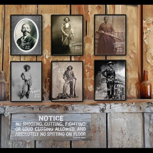 Art Old West Black History Cowboys Law Men Wall Art Decor Set Of 6